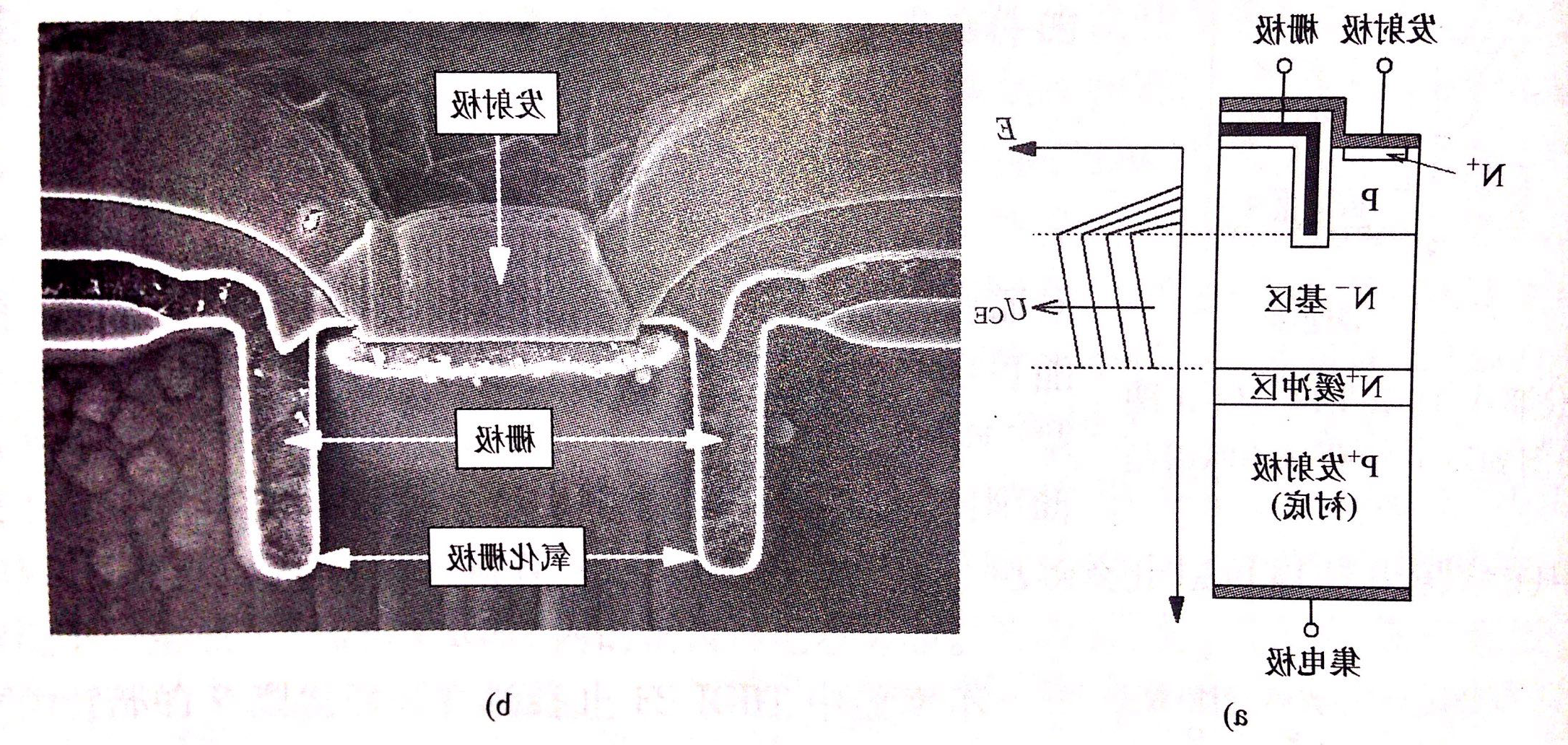 Figure 1 trench gate IGBT internal structure and electric field distribution (disproportionate) and gate structure